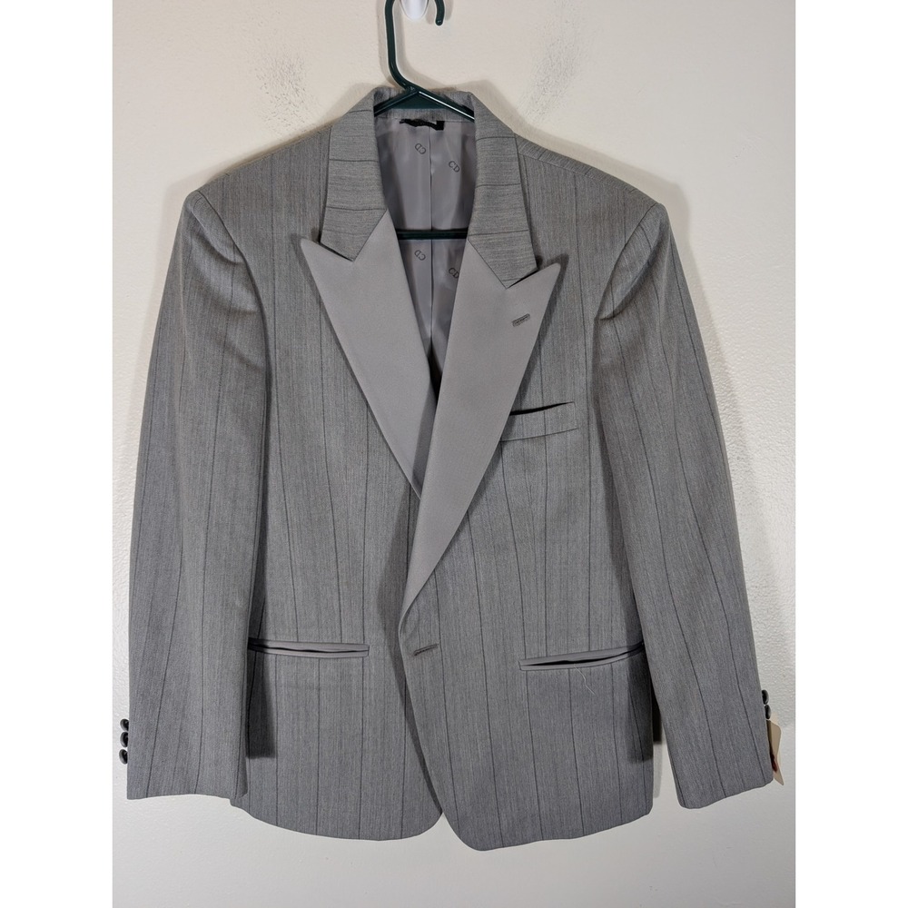 Christian Dior Monsieur Mens 40S Grey Pinstripe Peak Lapel Tuxedo Blazer Jacket